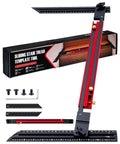 Essential Top Shelf Adjustable Stair Tread Template Tool For Dead Simple Carpentry Layouts And Precision Woodworking Projects With Sturdy Locking Slide Rails on a white background.