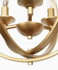 Close-up of Gold Orb Three Light Chandelier with Adjustable Ring Orbits Modern Globe Hanging Lights Fixture