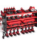 Power Tool Organizer Wall Mount 4 Layer Storage Rack With 8 Drill Holders Side Pegboards And Tool Hooks For Garage