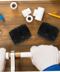 Two Piece Tubing Reamer Tool For Deburring Inner And Outer Chamfering shown with plumbing tools on a wooden surface.