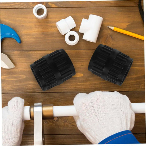 Two Piece Tubing Reamer Tool For Deburring Inner And Outer Chamfering shown with plumbing tools on a wooden surface.