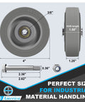 Heavy Duty 4 Inch Replacement Caster Wheels Set Of 4 Thermoplastic Rubber 1200 Lbs Capacity with precise dimensions and bolt details.