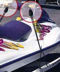 Jet ski secured with Beefed Up Heavy Duty Rope Hoist With Locking Pulley And Ratchet Adjustable Hanger For Grow Lights Canopies and Kayaks