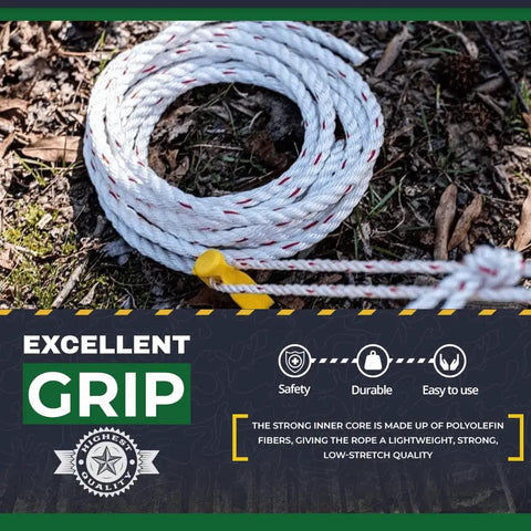 Beefy Heavy-Duty PolyDac Rope For Industrial Fall Protection And Outdoor Gear, Triple-Strand Twisted, 3/8 Inch By 600 Feet, White