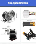 36V 350W Electric Cart Conversion Kit with 10 Inch Wheels motor, controller, and digital display throttle specifications