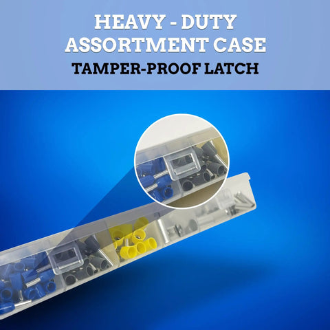 All In One Wire Ferrules Kit With Copper End Terminals And Nylon Insulated Ends assortment case with tamper-proof latch