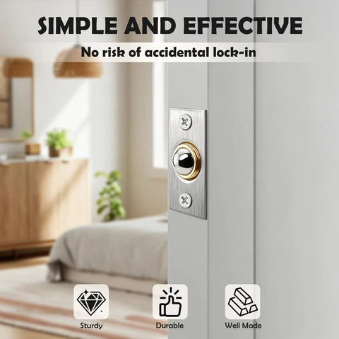 Two Pack Adjustable Ball Door Catches for Internal and Closet Doors, Near Silent Close Latch Hardware on bedroom door