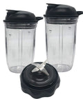 Replacement Combo Easy Twist Extractor Blade With 18oz And 24oz Cup And On The Go Lid Fits 1200W Blenders And 1000W Pro Single Serve Blenders Compatible With Motor Bases