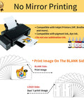 DIY Heat Transfer Paper Kit For Dark And Light T Shirts Mix Pack With printer showing blank and logo sides