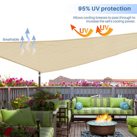 Sun Shade Sail Triangle Canopy For Patio And Backyard 22 Foot By 22 Foot By 22 Foot Equilateral Shade Cover UV Block Walkway