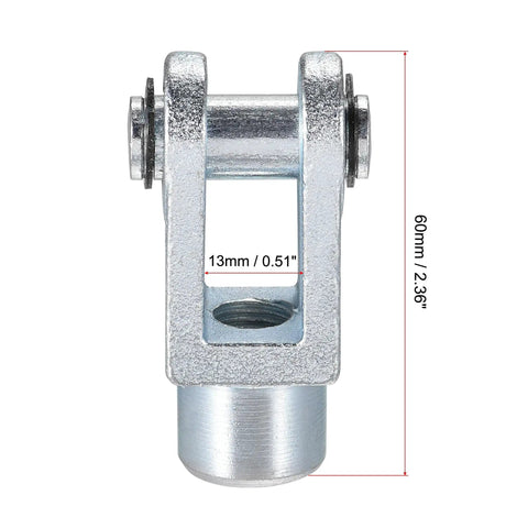 Air Cylinder Rod Clevis End Y Connector 60mm Length M12x1.25 Female Thread Alloy Pneumatic Fitting For 40mm Bore Cylinders Two Pack Easy Install And Durable Snug Fit, 13mm opening