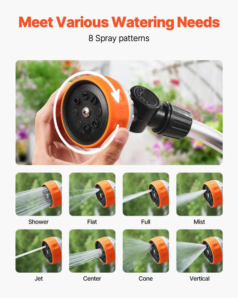36 Inch Extra Long Beefy Heavy Duty Watering Wand With 8 Spray Patterns And 180 Degree Swivel Head On Off Thumb Control