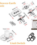 Heaven Earth Axis limit switch parts with dimensions including screws and components for sliding doors.