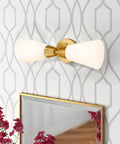 Brushed Gold Vanity Light Fixture Over Mirror With Frosted Milk Glass Sconce Modern Indoor Wall Lamp Up And Down Mount