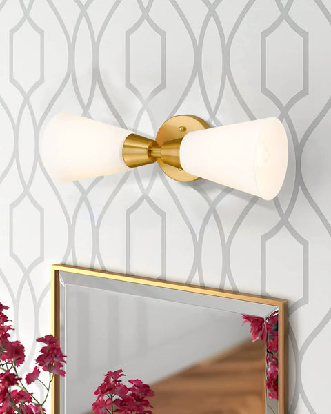 Brushed Gold Vanity Light Fixture Over Mirror With Frosted Milk Glass Sconce Modern Indoor Wall Lamp Up And Down Mount