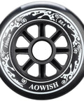 100mm Inline Skate Wheels Set Of 3 88A Outdoor Speed Skating Replacement Wheels For Roller Blades No Bearings Included Black Grippy Ride With Long Lasting Roll, single wheel side view