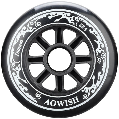 100mm Inline Skate Wheels Set Of 3 88A Outdoor Speed Skating Replacement Wheels For Roller Blades No Bearings Included Black Grippy Ride With Long Lasting Roll, single wheel side view