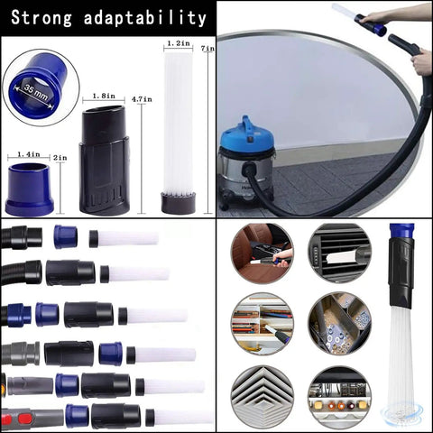 12 Piece Universal Vacuum Attachment Kit With Hair Brush and Flexible Crevice Tool for diverse cleaning tasks