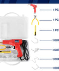 Plastic Weld Kit For DIY Car Bumper And Plastic Part Repairs With welding gun and accessories in open case, Red.