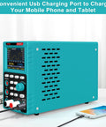 2 In 1 Programmable Power Supply And Multimeter With Data Memory And USB Charging For Electronics Hobbyists, showing USB ports.