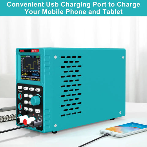2 In 1 Programmable Power Supply And Multimeter With Data Memory And USB Charging For Electronics Hobbyists, showing USB ports.