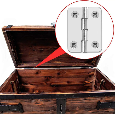 20 Piece Stainless Steel Folding Hinge Set For Cabinets And Boxes 1 Inch No Fuss Installation on wooden box