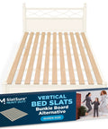 Queen Bunkie Board with Vertical Wood Slats Box Spring Replacement above a queen bed frame, heavy-duty slats support.