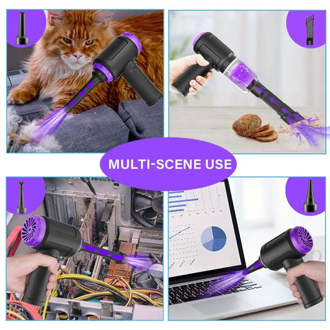 3 In 1 Mini Computer Vacuum Cleaner With 14500 Pa Suction, 110000 RPM Air Duster And Blower used in various settings