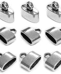 Flat Leather Cord End Caps Set, 50 Pcs Antique Silver Round Tassel And Barrel End Caps for Jewelry Making, Kumihimo Kit