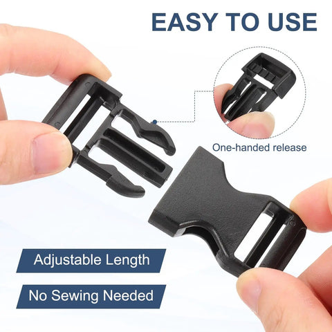 25mm Quick Release Side Buckles For Webbing Straps 1 Inch Dual Adjustable Plastic Clasp Fasteners For Backpacks Belts