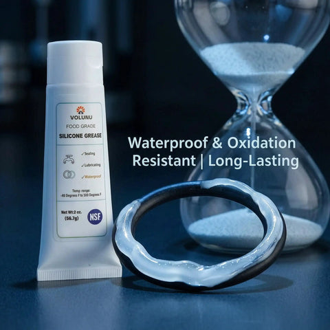 Food Grade Silicone Grease 4oz Twin Pack NSF Approved Waterproof lubricant tube with O-ring and hourglass