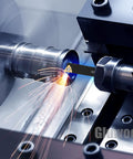 Indexable Lathe Turning Tool Set With 5/8 Inch Shank 16mm 21 Piece Kit in use on metal lathe, creating clean precise cuts.