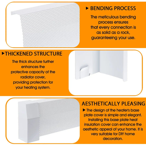 Effortless 5 Ft Baseboard Heater Cover Kit For Premium Series, Galvanized Steel, showing bending process, thickened structure, aesthetic design.