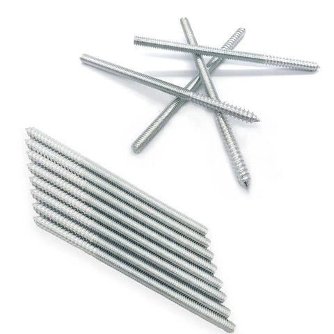 8 Pack 5/16-18 X 6 Inch Rock Solid Hanger Bolts Build Legit Double Headed Wood Dowel Screws heavy duty zinc coated screws stacked