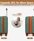 Expandable Carry On Luggage 20 Inch With Spinner Wheels Airline Approved Durable PC ABS Hardside Roller Case expands 20%