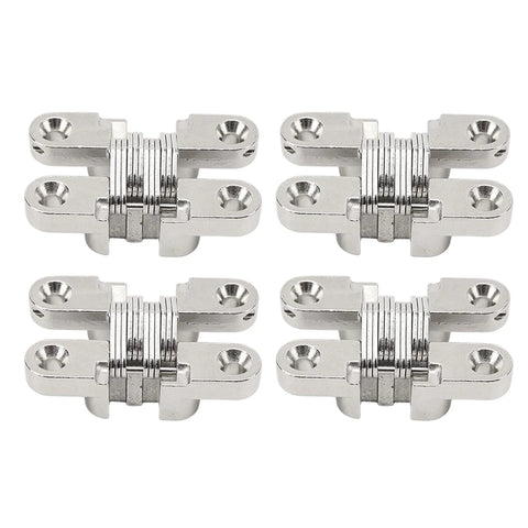 Mini Cross Hidden Hinge Set Zinc Alloy 180 Degree Swing Invisible Hinge For Jewelry Boxes Cabinets Doors Folding Doors DIY Projects 4 Pcs 43mm 126g Durable Built To Last Craft Grade