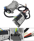 Universal A C Electric Compressor 20Cc Per Stroke 12 Volt Auto Truck Bus Air Conditioning R134a with wires and aluminum block.