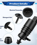 Diagram of Windshield Washer Motor Pump Replacement For Audi A4 A5 A6 TT, BMW 3 Series, Mercedes, VW, Porsche with labeled parts