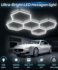 Gen 2 Hexagon Garage LED Light With 3 Level Dimmable Power 168W 16800LM Beast Mode Bright Hex Shop Lighting installed in garage