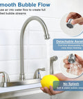 High Arc Kitchen Faucet With Side Sprayer 13 Inch Tall Spout 360 Degree Rotating Two Handle 8 Inch Centerset Brushed Nickel Finish