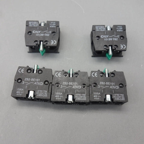 Ten Pack Snap In Momentary Push Button Switch Contact Block With Screw Clamp Terminals for Industrial Control Panels and Machine Shops, showing multiple blocks.