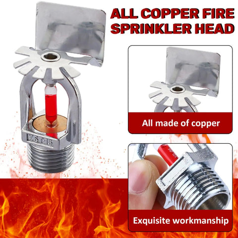 Rock Solid Copper Pendent Fire Sprinkler Head Quick Response Water Spray Kit with copper construction and half inch thread.