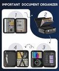 Hard Shell Fireproof Document Box With Lock For Home And Travel, Waterproof Safe File Box open showing organized contents