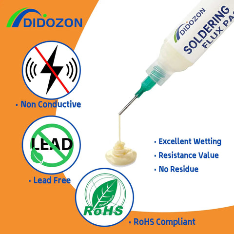No Mess Solder Flux Paste And Wick Kit For Electronics Soldering 2x10cc Desoldering with lead-free and RoHS compliant features
