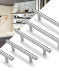 Two Pack Round Bar Cabinet Pulls Euro Style T Bar Handles 3 Inch Center To Center Mounting 5 Inch Overall Length Stainless Steel