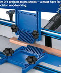 Blue woodworking jig using 20 Sets All In One T Track Knob Kit With 1/4-20 T Bolts and star knobs for precise adjustments