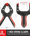 7-Inch Spring Clamps Set Of 4 Heavy Duty Nylon Clamps With Easy Grip Handles Displaying Maximum Opening