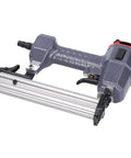 Built Tough Pneumatic Brad Nailer With Low Air Consumption For Diy Woodworking Rust Resistant Magazine And Tail Switch Gets Real Work Done Fits 10 To 30Mm Nails Smooth Shooter Tool For Home Reno And Crew, showing the aluminum frame and fastener slot.