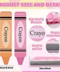 Two Pack Crayon Shaped Blackout Window Curtains For Classrooms And Offices showing size and detail in pink and orange colors.
