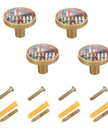 Birdhouse Fence Blue Dresser Drawer Knobs Set Of 4 with screws, showing acrylic and zinc alloy construction in 32mm size